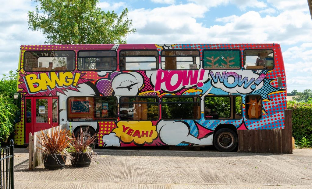 A colourful double-decker bus